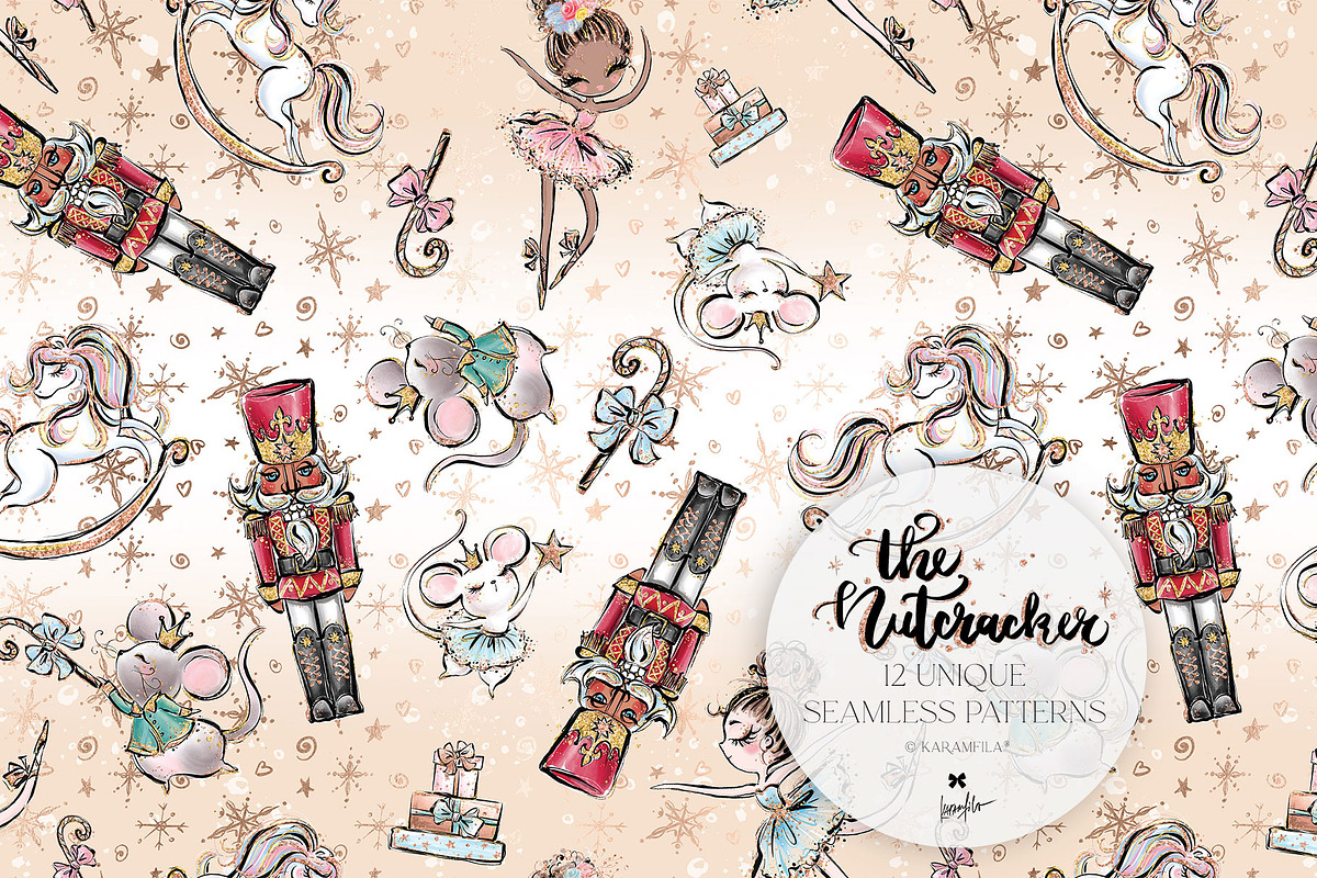 Nutcracker Christmas Magic Patterns, a Pattern Graphic by KaramfilaS (Photo 15 of 21)