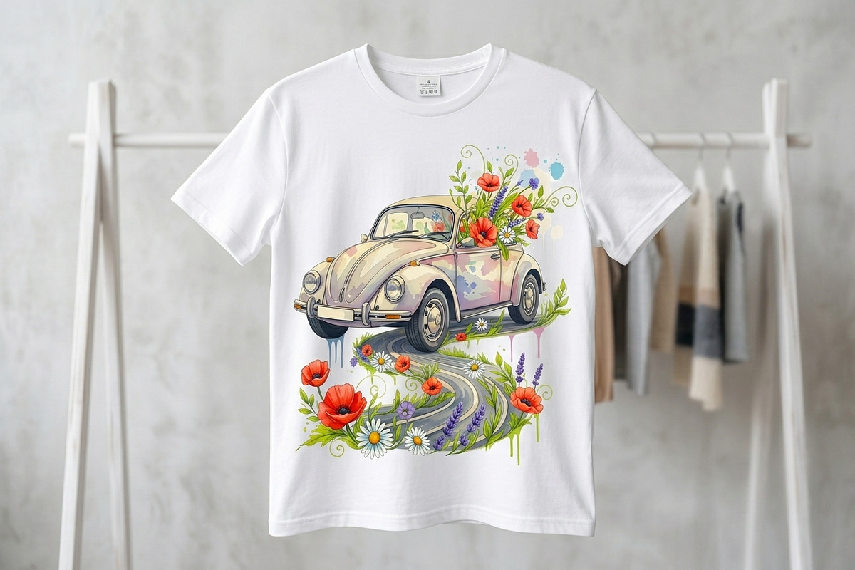 Vintage Watercolor Flower Car PNG, an Object Graphic by zahidhossainalif (Photo 2 of 3)