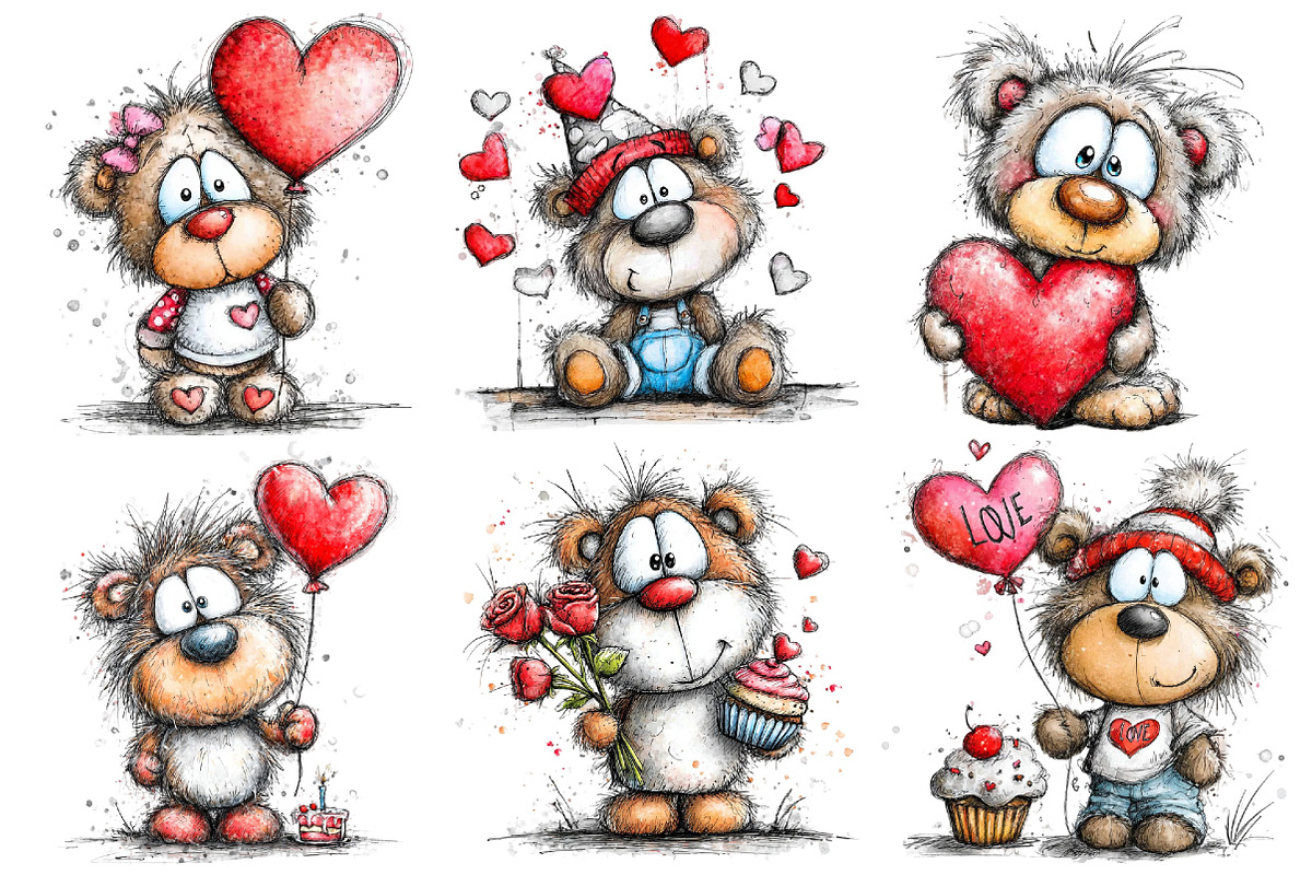 Valentins Day Birthday Party Teddy, an Illustration by Pixels.Craft (Photo 5 of 5)