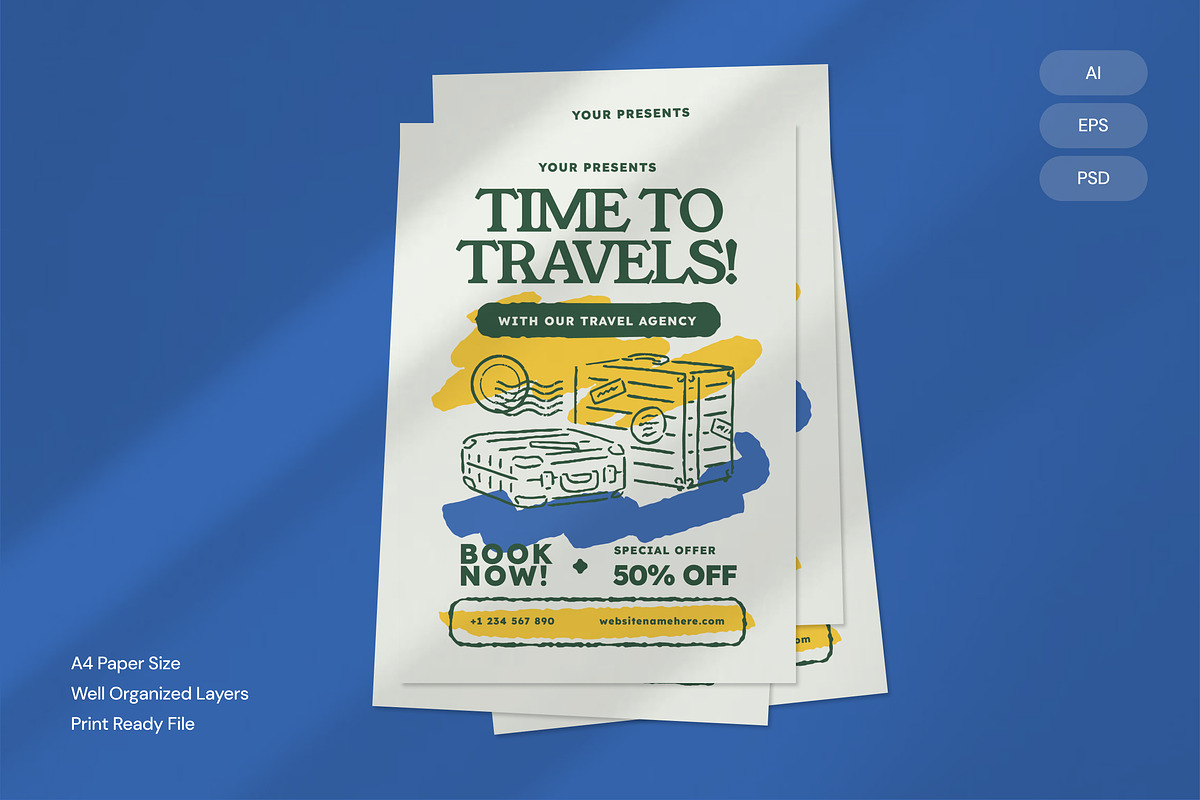 Travel Agency - Flyer, a Brochure Template by Izdihaar_Studio (Photo 1 of 3)