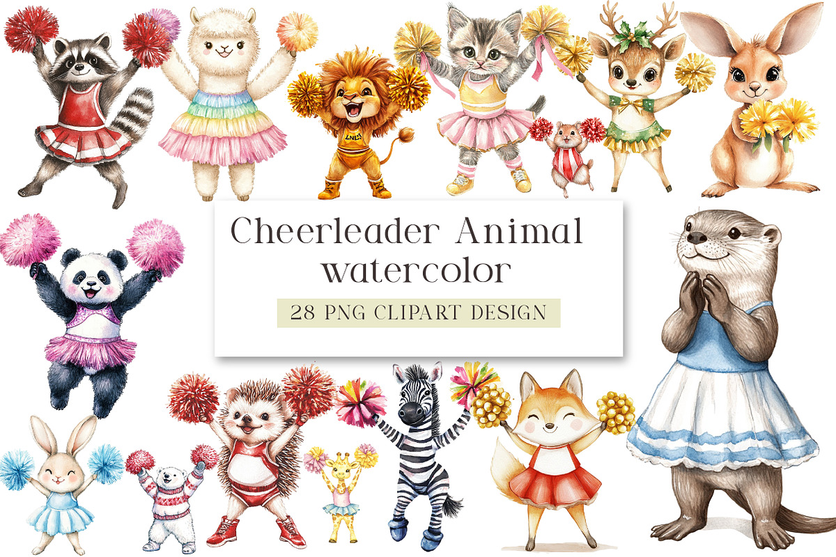 Cheerleader Animal Clipart, an Illustration by DreamArtGraphic (Photo 4 of 4)
