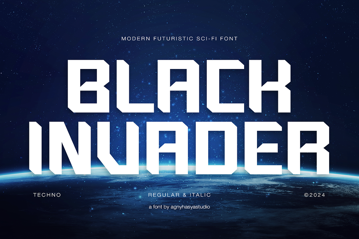 Black Invader, a Sans Serif Font by agnyhasyastudio (Photo 1 of 10)