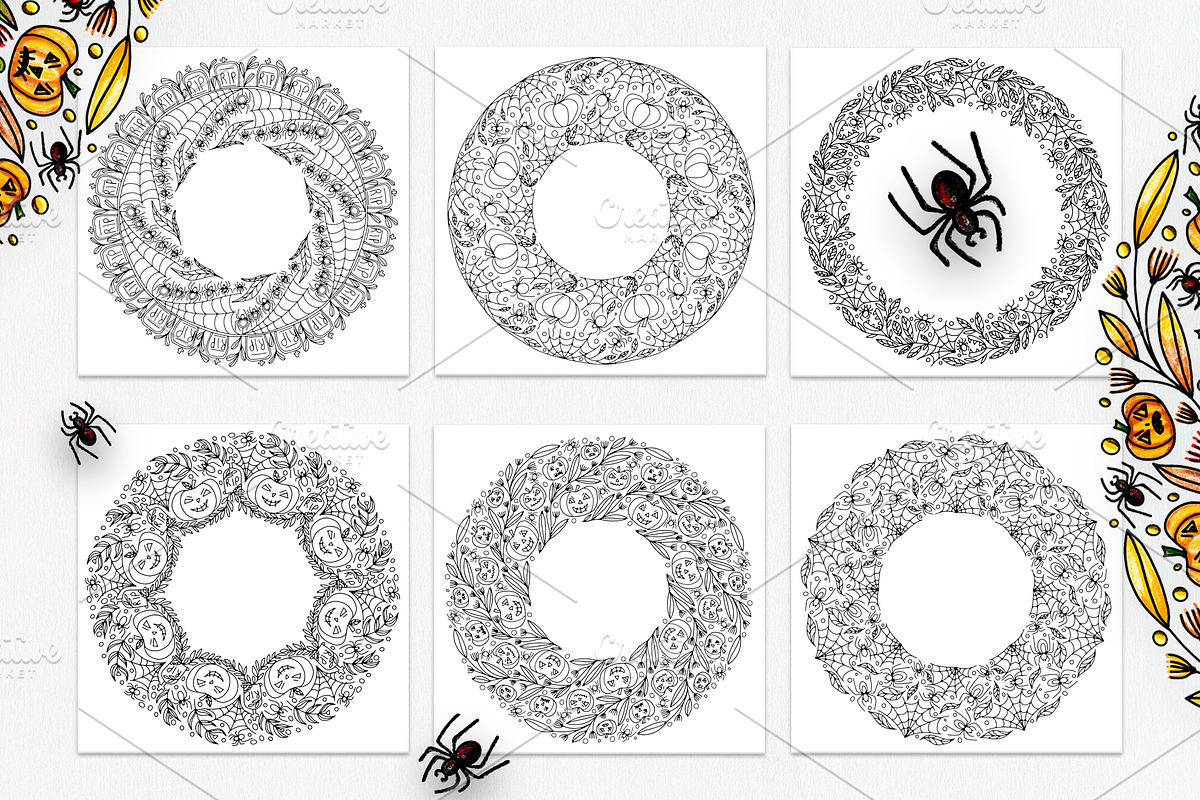 Halloween wreath,pumpkins and spider, a Brushes & More by dnapslvsk (Photo 4 of 6)