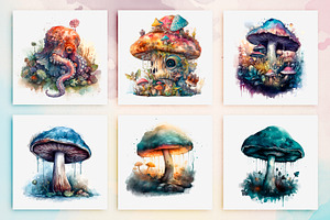 30 Mystical Mushroom Clipart Bundle