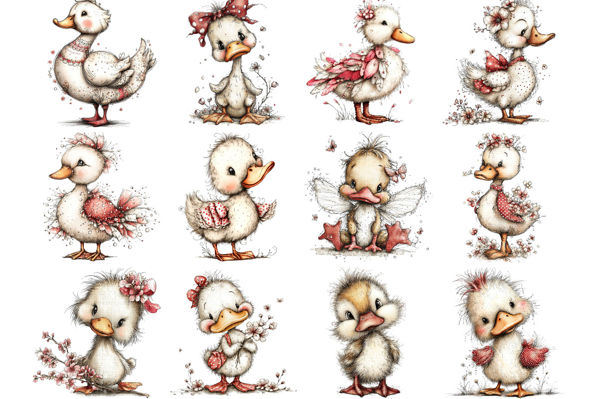 Whimsical Spring Duck Clipart, an Illustration by Designking (Photo 3 of 5)