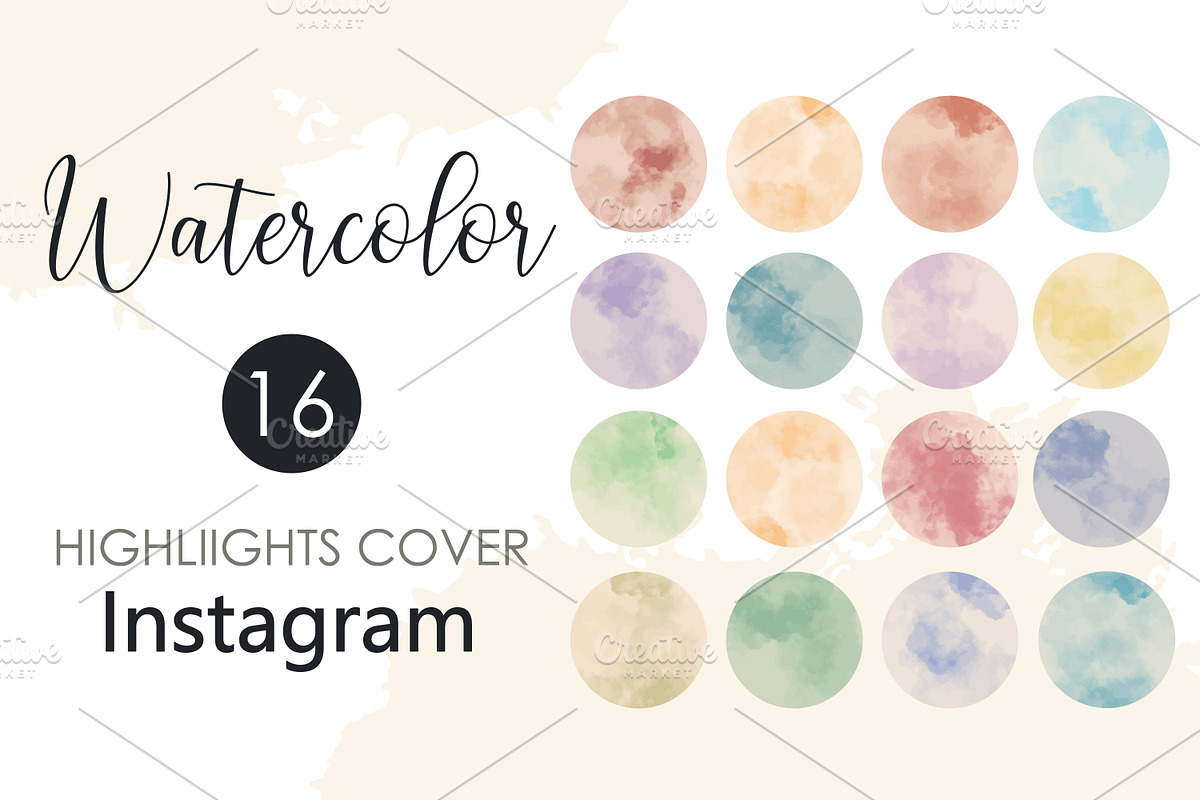 Watercolor Instagram Highlight Cover, a Social Media Template by Tati_Kli (Photo 1 of 2)