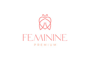 Feminine Love Heart Insect Wing Logo