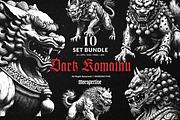 10 Bundle Dark Art Komainu Statue, an Illustration by Morspective (Thumbnail 1 of 7)