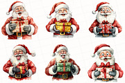 Funny Santa Watercolor Clipart, an Illustration by OK Design (Thumbnail 4 of 5)