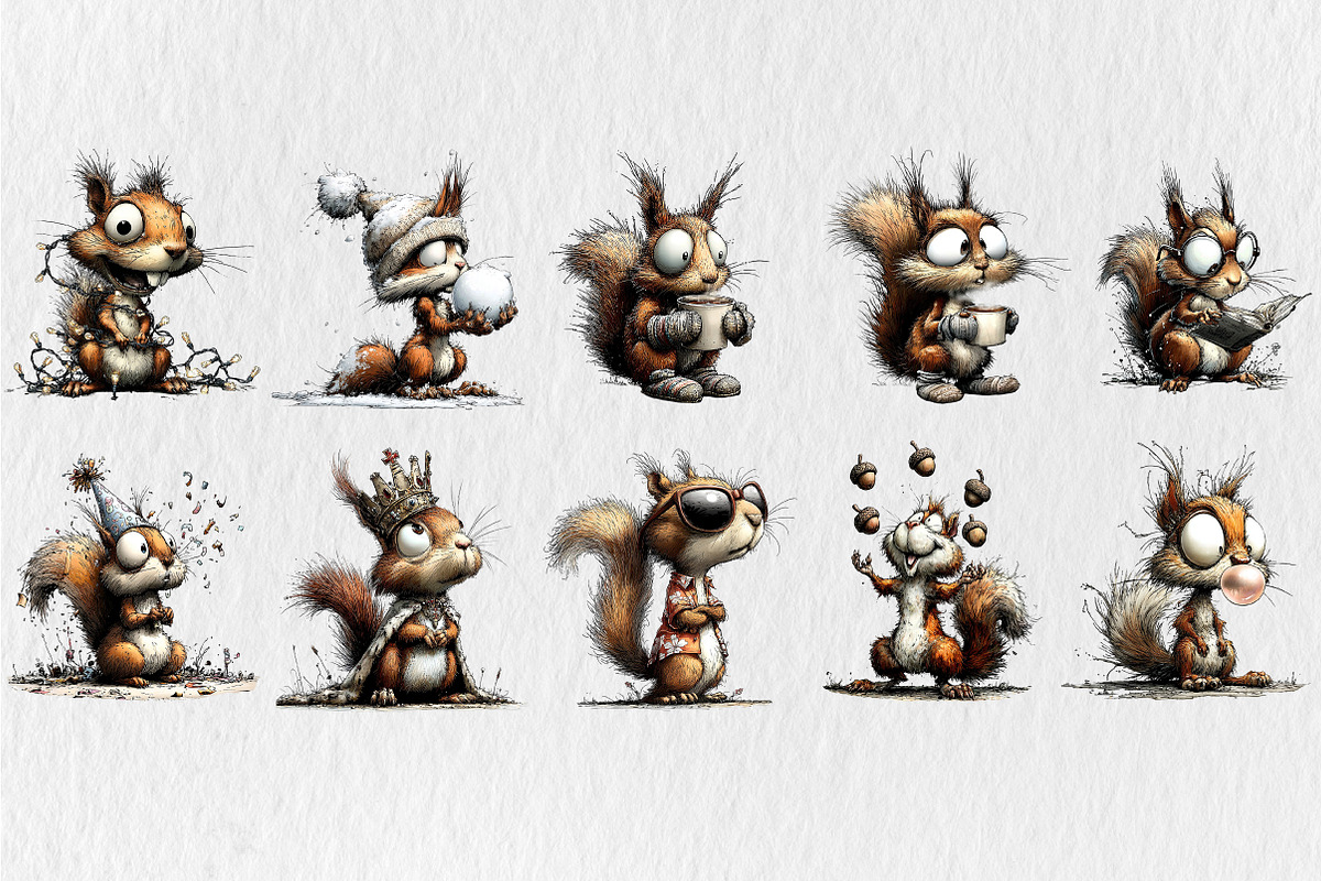 Funny Quirky Squirrel Clipart, an Animal Illustration by Rose Art (Photo 3 of 6)