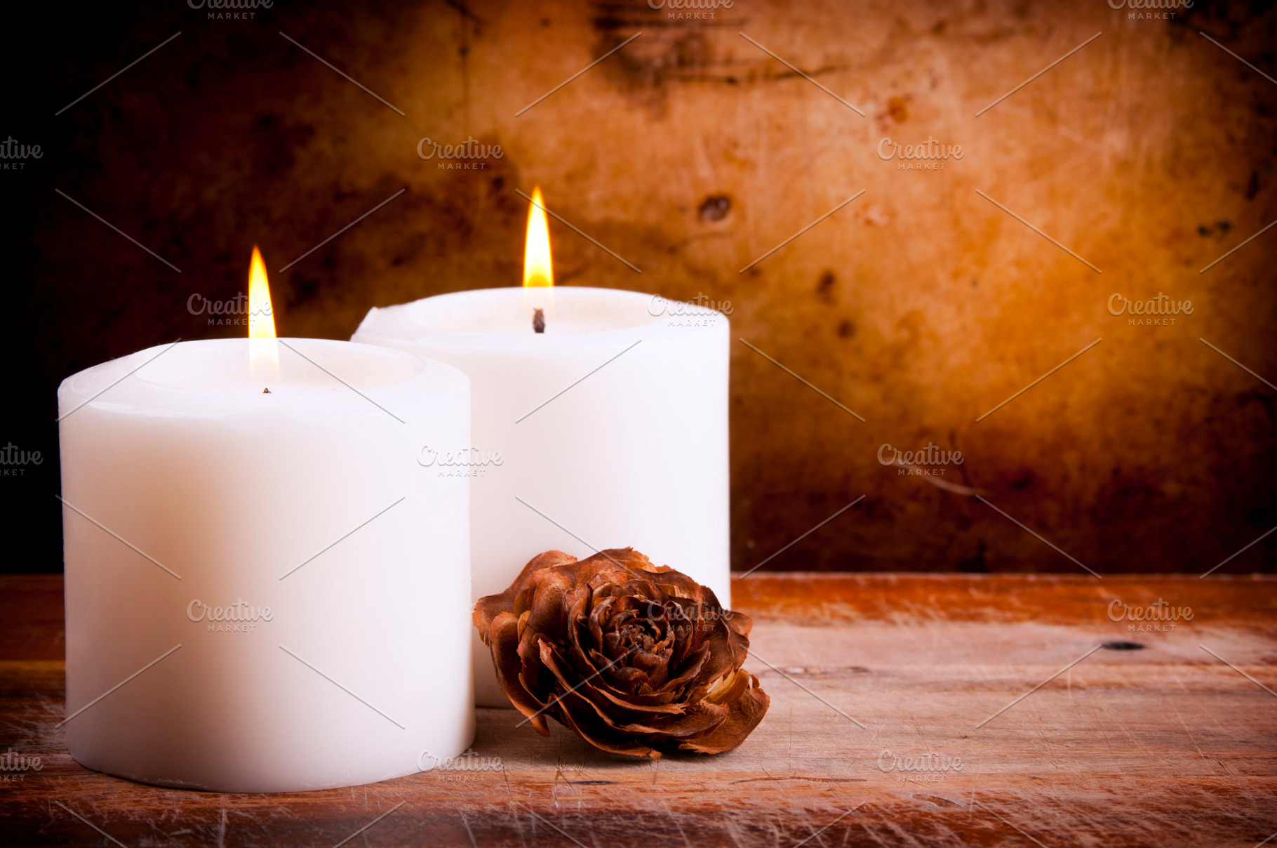 White Candles with Rose, a Beauty & Fashion Photo by THP Creative