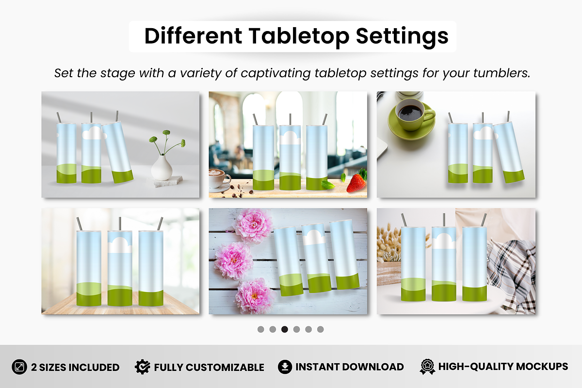 3 Skinny Tumblers Mockup Templates, a Cups & Container Mockup by DigiPax (Photo 5 of 10)