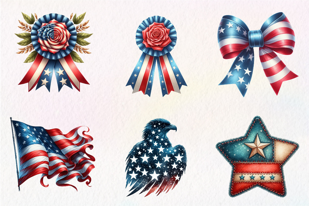 Watercolor American Flag Clipart, an Illustration by CreationArt (Photo 2 of 9)