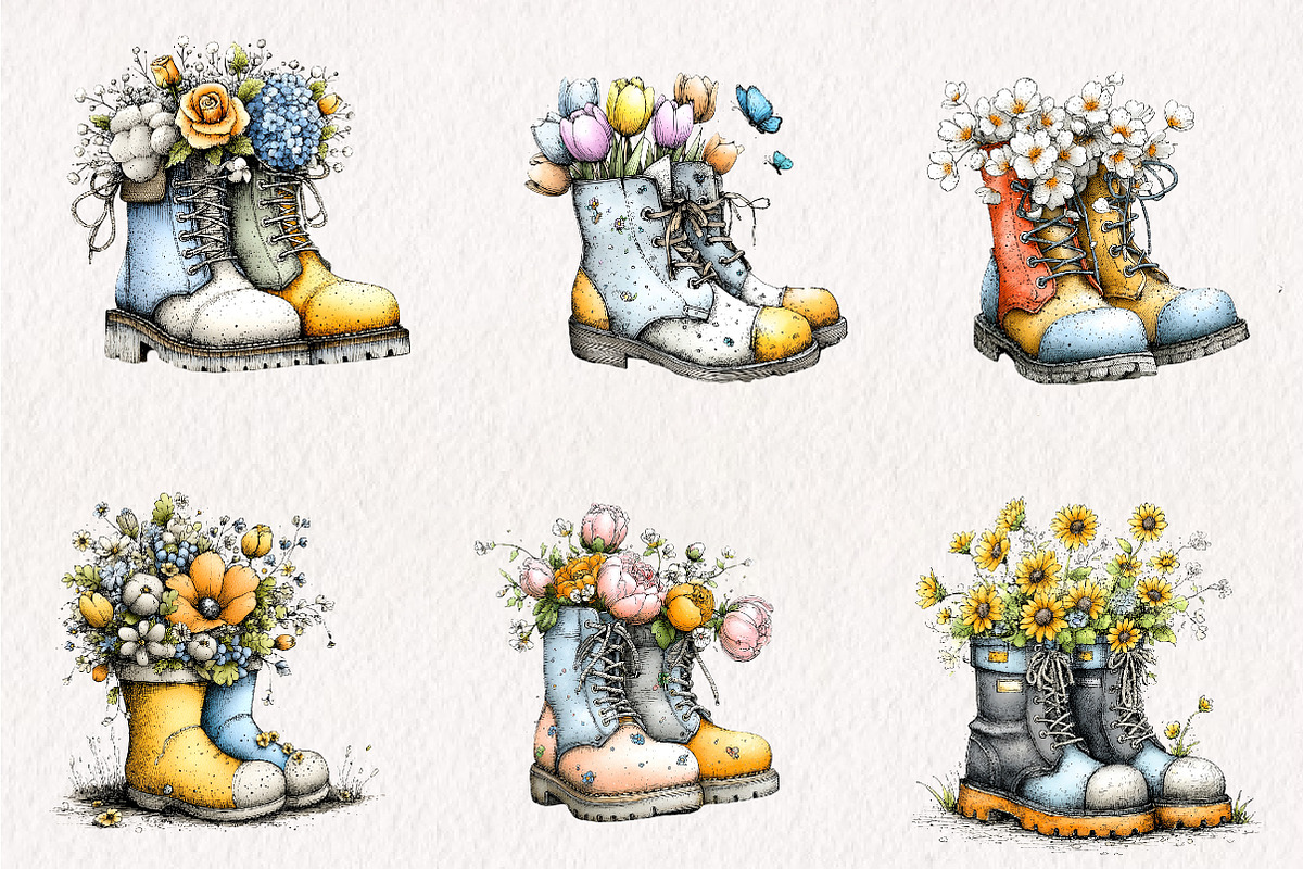 Boots with Spring Flowers Sublimatio, an Illustration by CreationArt (Photo 5 of 7)