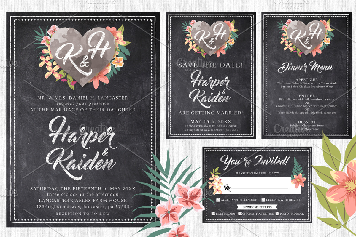 Massive Chalk Wedding Bundle 60% off, an Invitation Template by SkyvaraSupply (Photo 5 of 12)