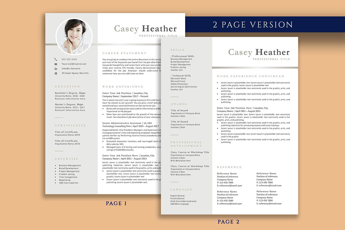 Professional Resume Template, CV, a Resume Template by VictoriousVita (Photo 3 of 8)