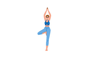 Young woman practicing yoga in tree, a Person Illustration by pikepicture