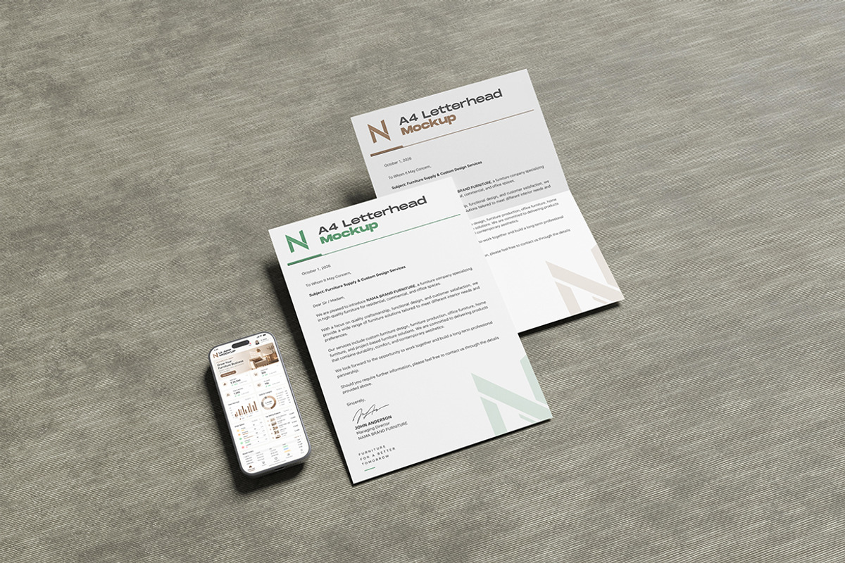 A4 Letterhead and App UI Mockup, a Books & Magazine Mockup by My Code Std (Photo 5 of 5)