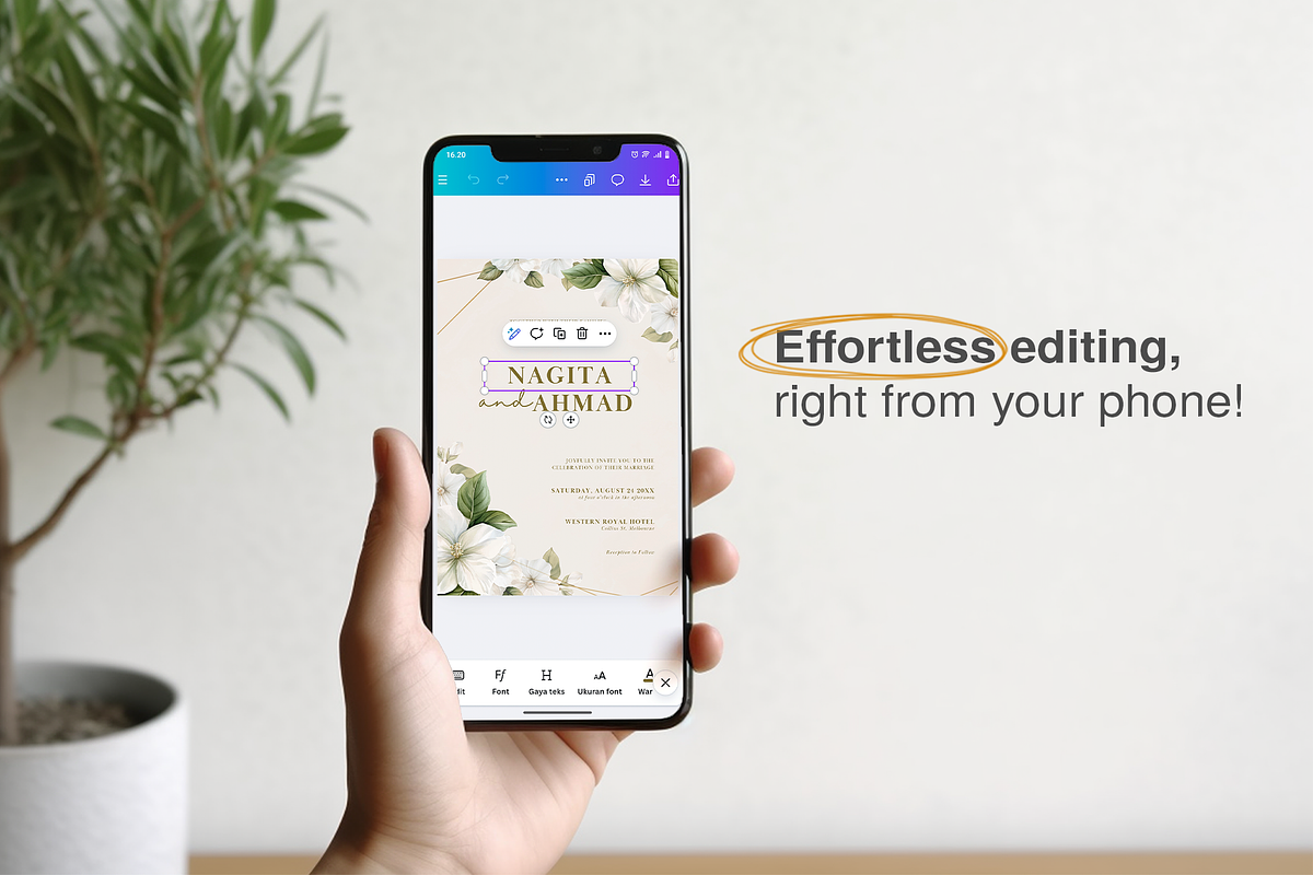 Floral Wedding Invitation Card Canva, an Invitation Template by kin9candra (Photo 6 of 8)