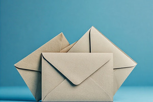 Envelopes Vintage art  blue backdrop, a Photo by ComfortQ