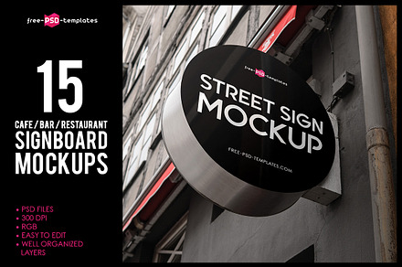 Cafe/Bar/Restaurant Signboard MockUp