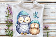Cute Mom & Bub Owls Clipart, an Illustration by CraftArtStudio (Thumbnail 3 of 6)