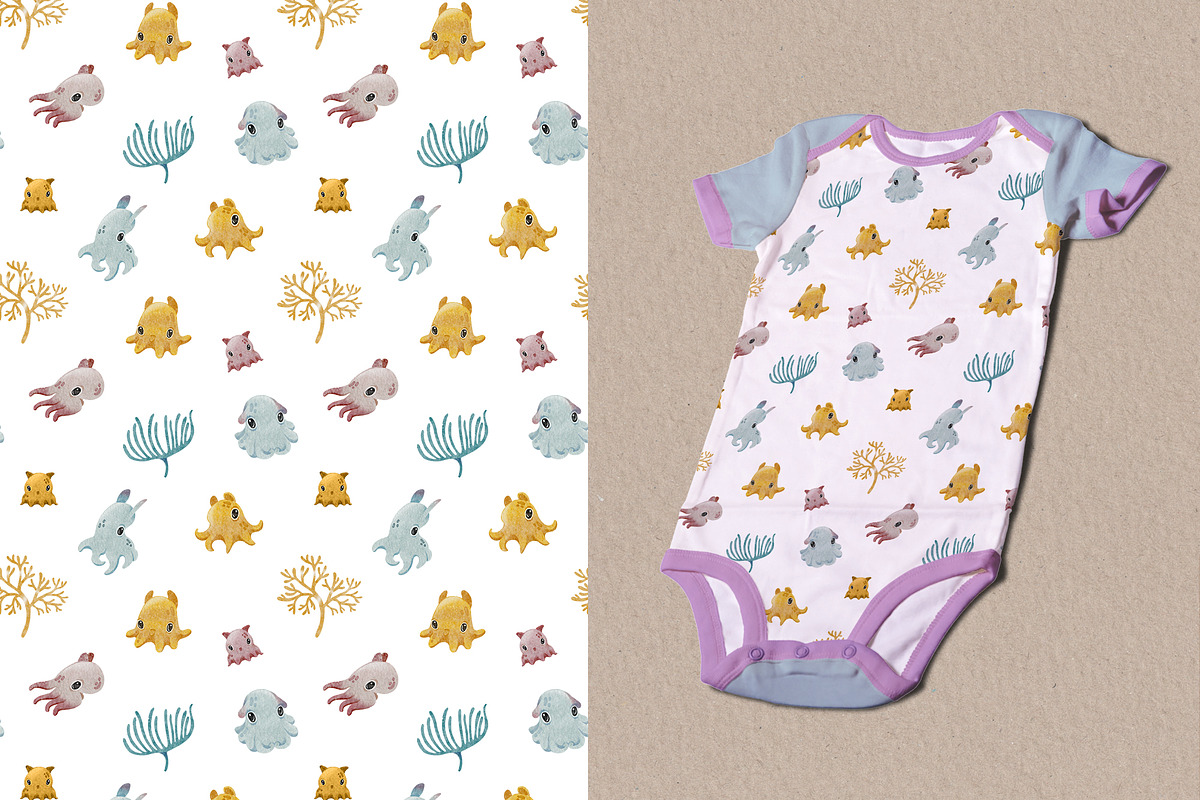 Dumbo Octopus Clipart and Patterns, an Animal Illustration by LukaJreym (Photo 6 of 9)