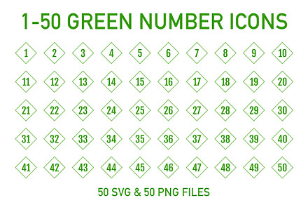 1-50 Green Outline Cube Numbers