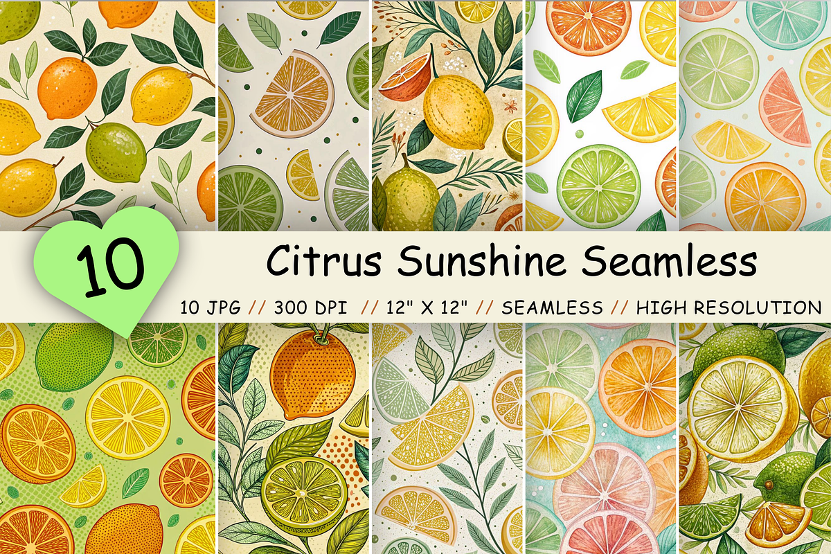 Citrus Sunshine Seamless Pattern, a Pattern Graphic by FloridPrintables (Photo 1 of 7)