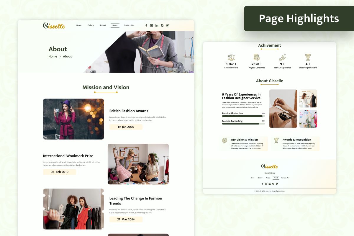 Gisselle - Fashion Designer Website, an UI Kit Template by Uptechies (Photo 3 of 4)