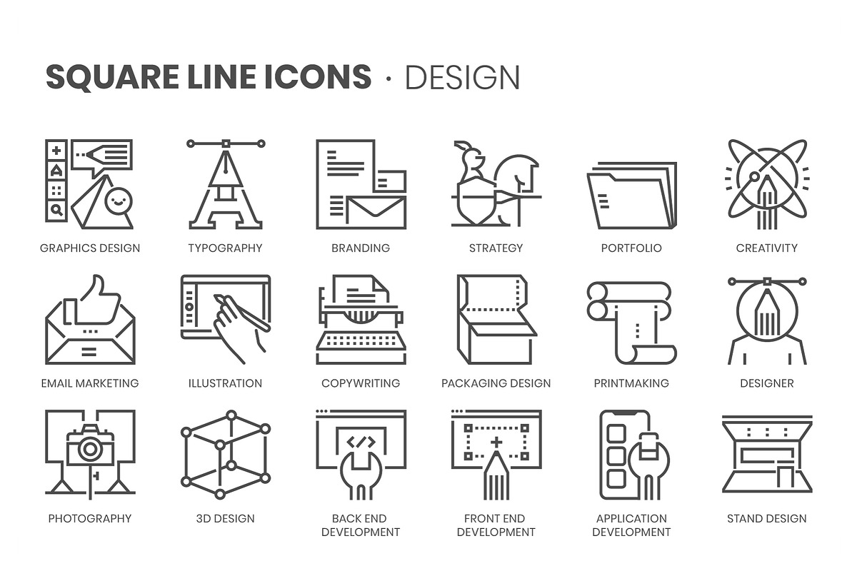 Square line icons, an Outline Icon by Howcolour (Photo 6 of 85)