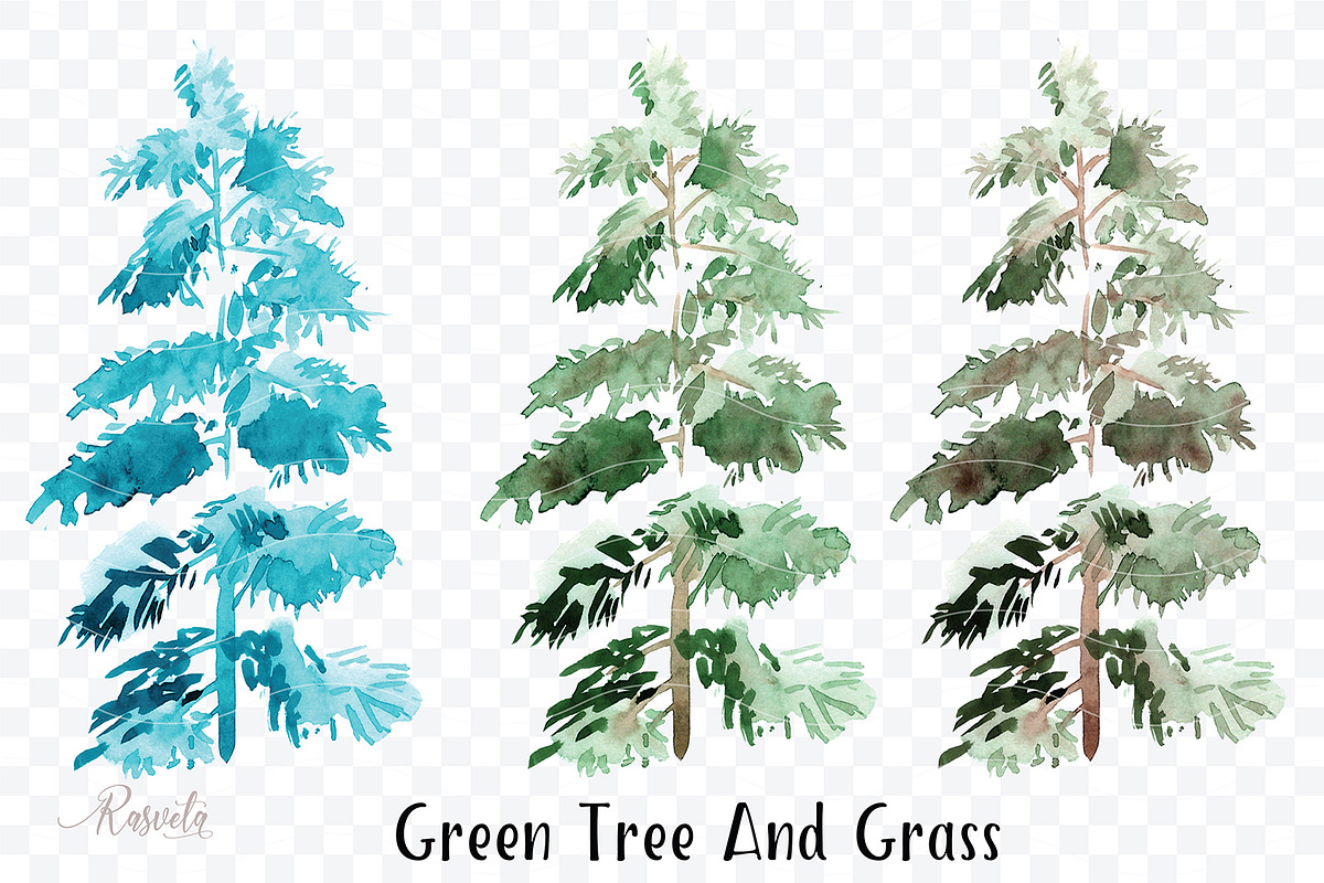 №138 Summer Green Tree And Grass, a Decorative Illustration by Rasveta (Photo 3 of 9)