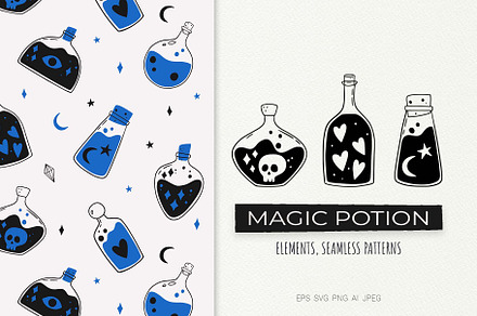 Mystical Potion Clipart & Patterns