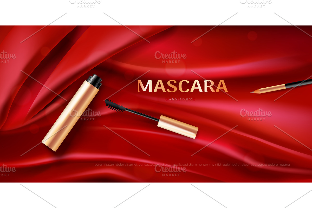 Mascara banner. Realistic eyelash, an Object Illustration by Stock-Smart-Start