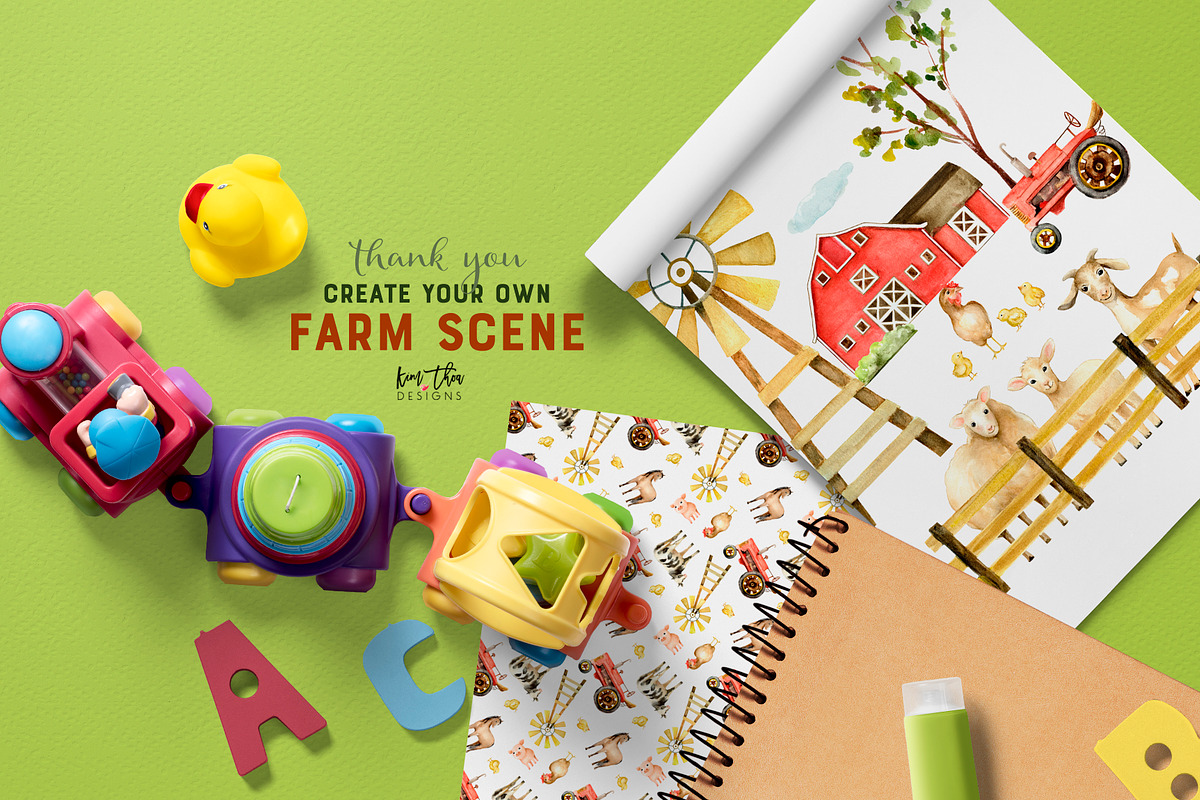 Farm Animals Watercolor Set, an Animal Illustration by Kim Thoa Designs (Photo 6 of 6)