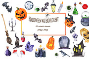 Halloween watercolor set, an Animal Illustration by Watercolor & sketches (Thumbnail 1 of 4)