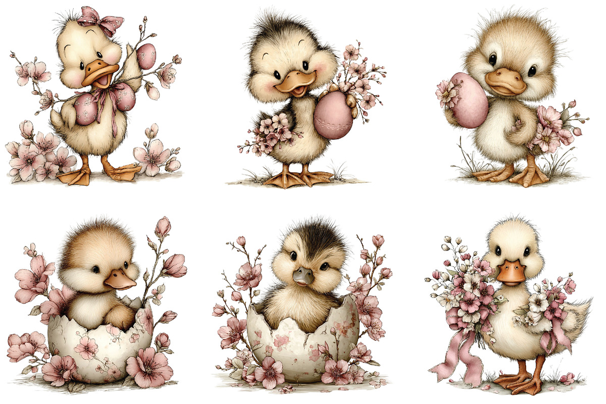 Whimsical Easter Duck Clipart, an Illustration by CraftArtStudio (Photo 2 of 6)