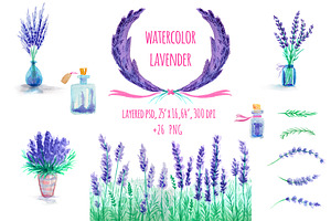 Watercolor Lavender Flowers