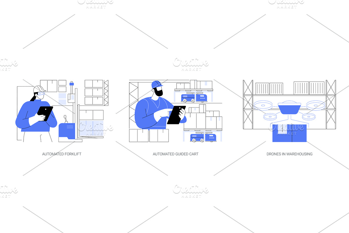 Automated vehicles in warehousing, a Technology Illustration by Visual Generation