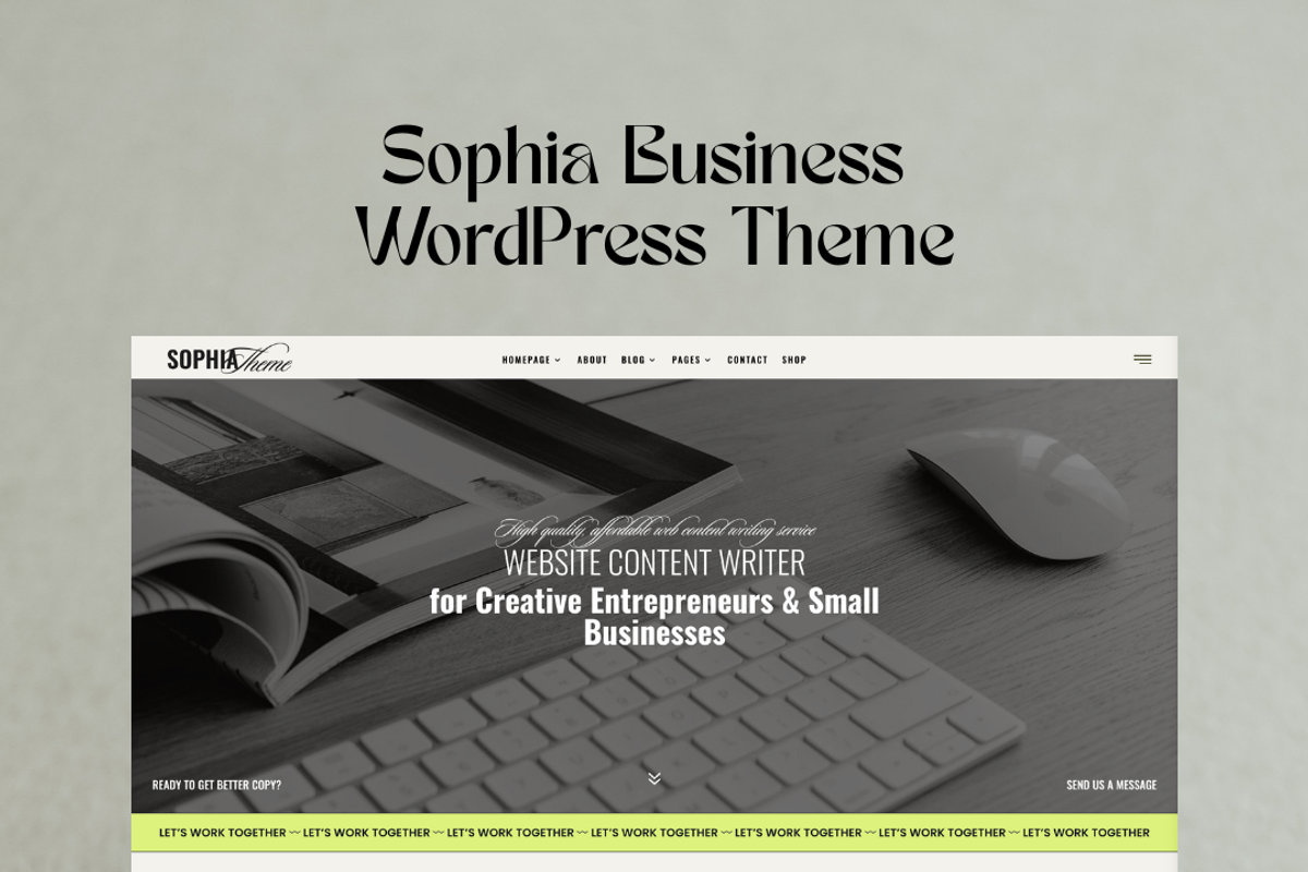 Copywritting WordPress Theme Sophia, a WordPress Template by Lovely Confetti (Photo 4 of 5)