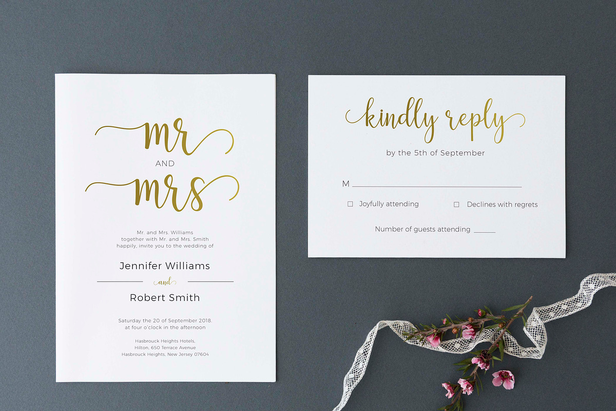 Wedding Invitation Set Gold, a Templates & Theme by DevineWedding (Photo 2 of 4)