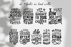 Vintage Coffee Lettering Quotes.