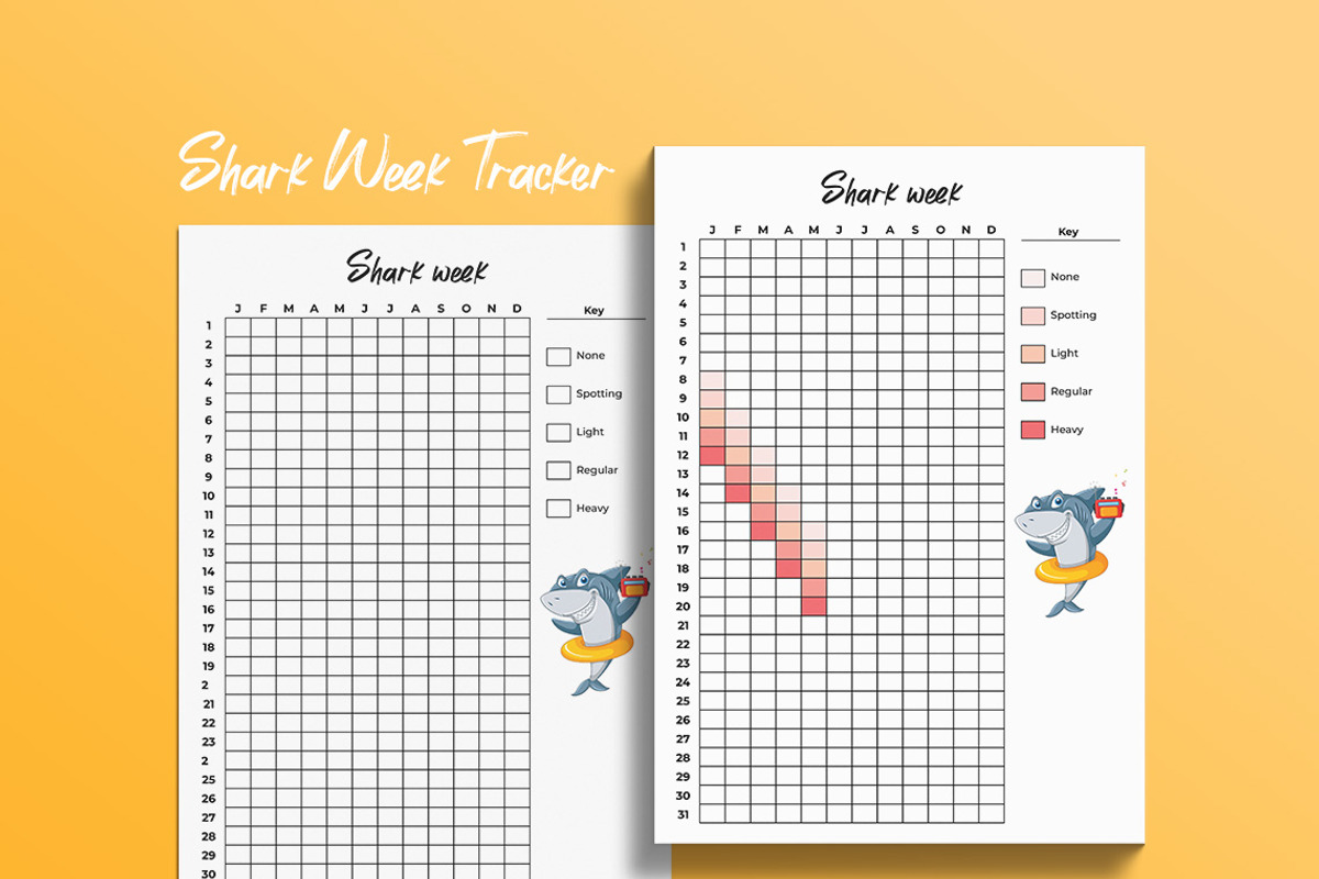 Shark Week Tracker | Period & Health, a Print Template by Graphicsnext (Photo 3 of 5)