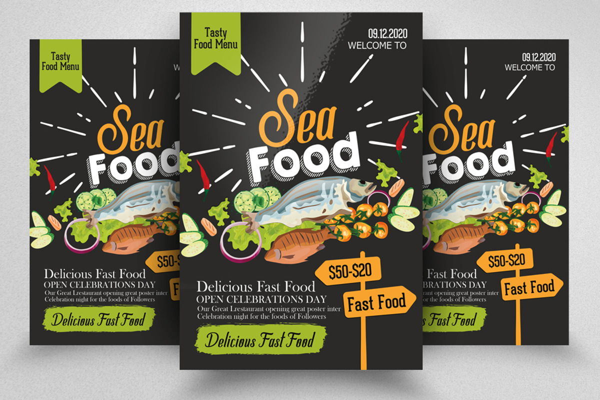 Sea Food Restaurant Menu Flyer, a Flyer Template by Business Flyers (Photo 1 of 2)