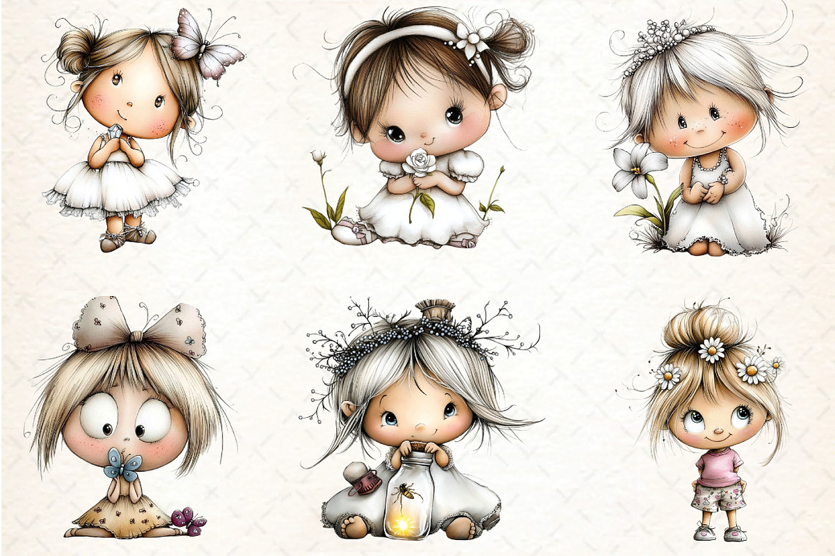 Flowers and Girls Clipart Bundle, an Illustration by DreamCafeArt (Photo 2 of 8)
