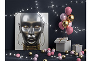 Festive poster mockup with balloons, a Mockup by Radmila (Thumbnail 4 of 4)