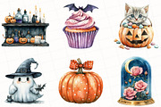 Watercolor Cute Witch Clipart, an Illustration by OK Design (Thumbnail 2 of 5)
