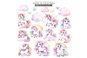 Pastel Unicorn Watercolor Clipart, an Illustration by CharmClipart (Thumbnail 3 of 10)