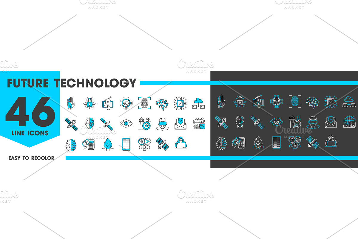 Line icons of future technology, a Technology Illustration by Vector Tradition