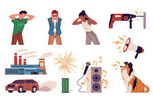 Noise pollution elements. Loud, an Illustration by YummyBuum